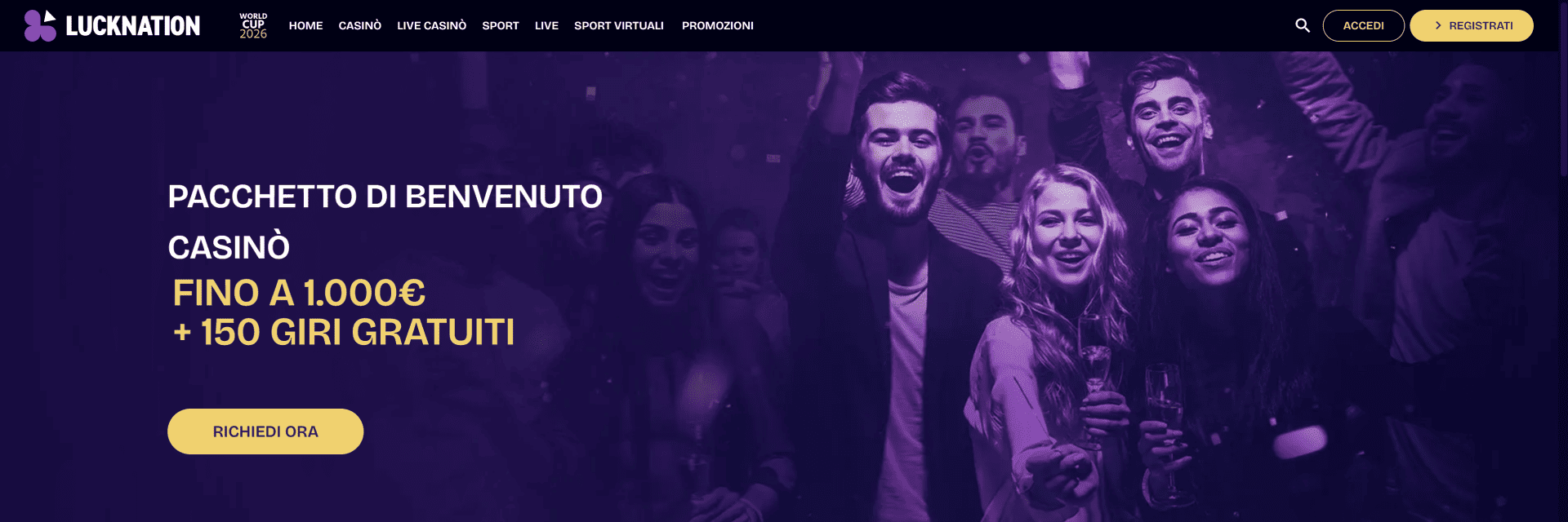 Screenshot of the LuckNation Casino website